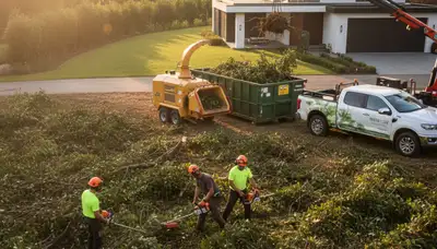 Crew performing professional shrub removal in Bradenton, FL yard by Chop Chop Tree