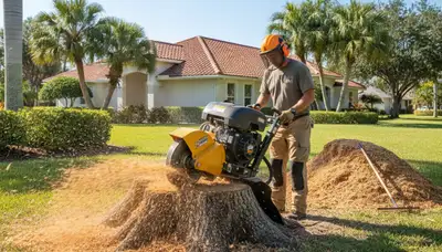 Professional stump grinding removing tree stumps in Longboat Key, FL by Bradenton tree removal experts