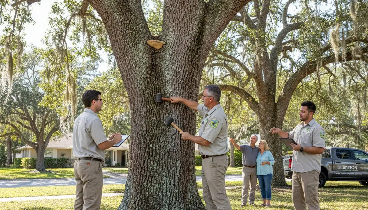 Certified arborist performing tree health assessment in Ellenton near Bradenton, FL tree removal service