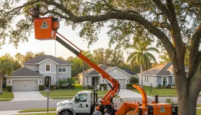 Professional tree removal service in Bradenton FL clearing large oak safely