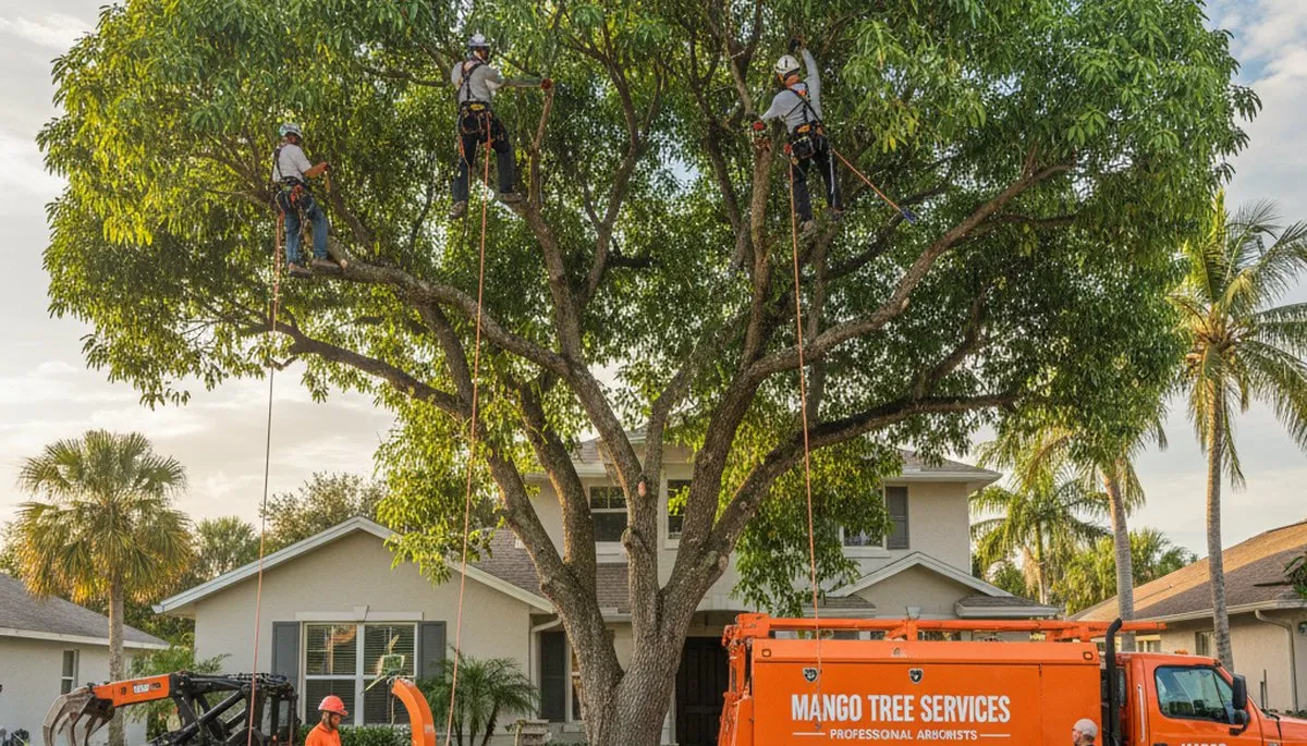 Professional tree removal service in Bradenton FL safely cutting large oak tree